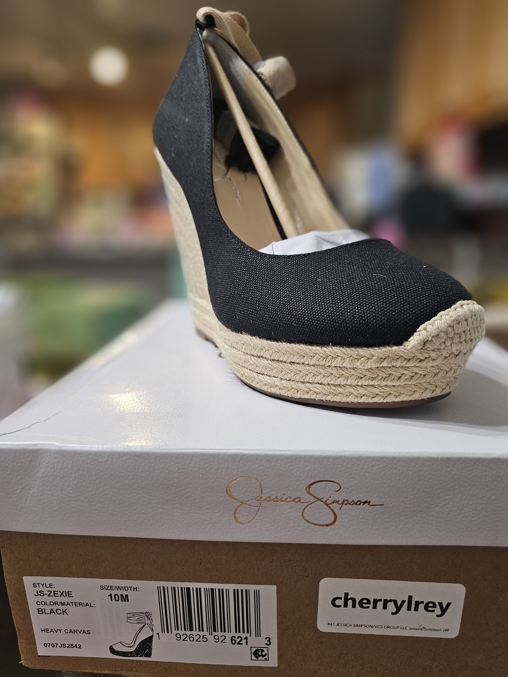 Jessica Simpson Black Canvas Espadrille Platform Wedge